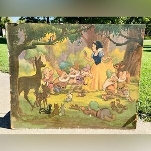 Disney Vintage Snow White 1947 32"×26 Print “Good Friends, All!” On Pegboard